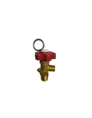 Faucet type valve asembly for CO2 fire extinguishers