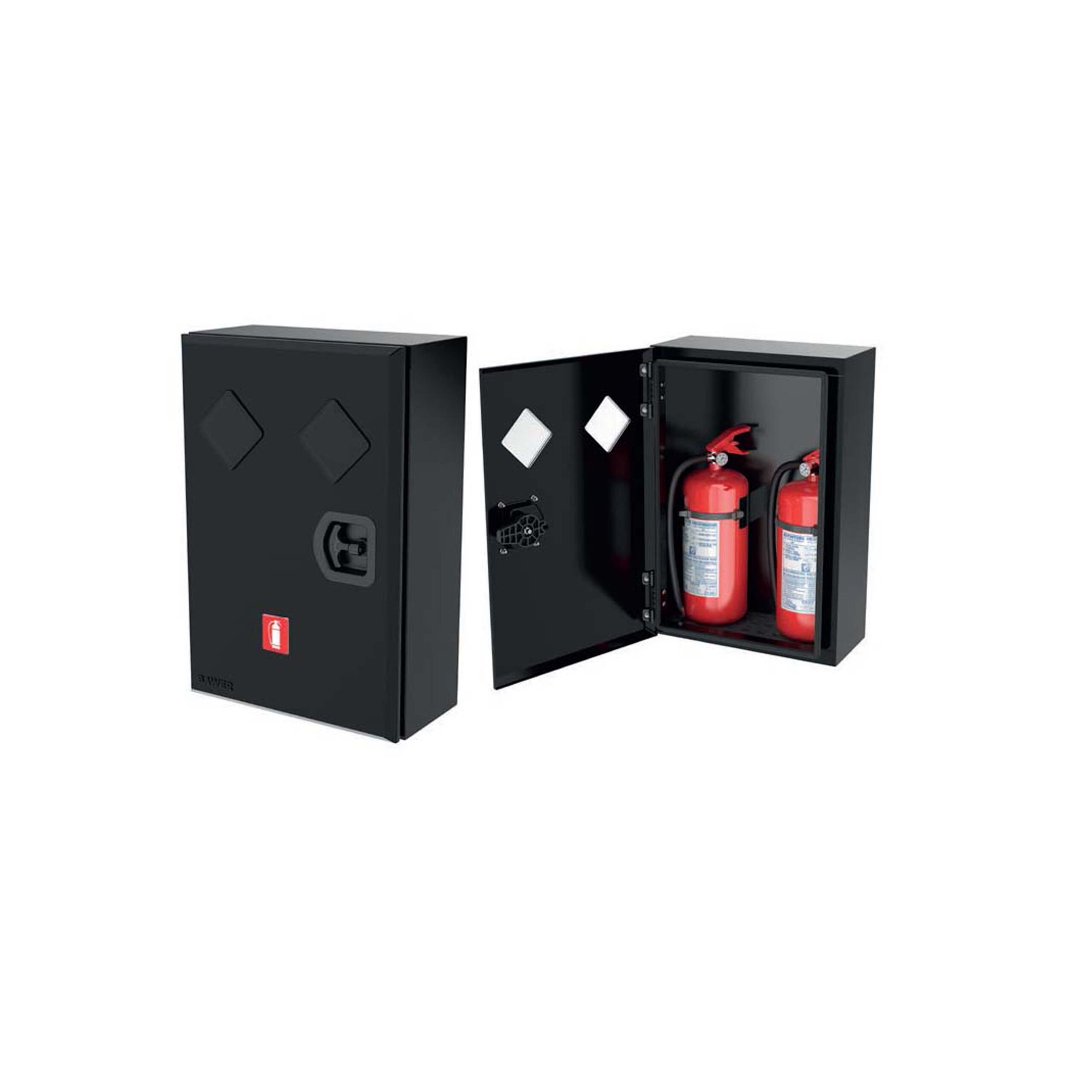 Θήκη από ηλεκτρογαλβανισμένο χάλυβα 1,5mm, για 2 πυροσβεστήρες 6/9kg ή lt.