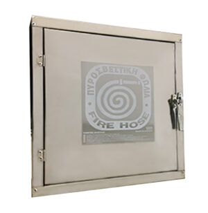 Empty, small INOX SS 304 fire hose cabinet.