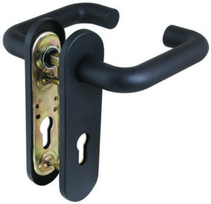 Fire-rated door knob, black.