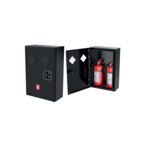 Cabinet made of 1,5mm electrolytically galvanized steel,for 2 6/9kg or lt fire extinguishers.