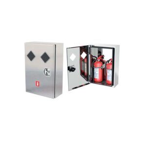 Ιnox cabinet for 2 6/9kg or lt fire extinguishers.