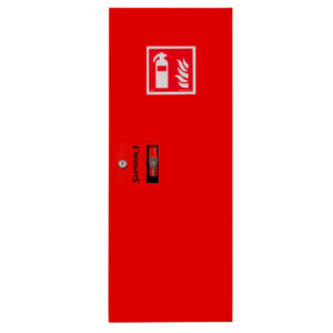 Fire extinguisher cabinet, dimensions 80x30x25cm (HxWxD).
