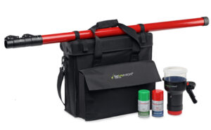 Carrying case for detector testing device.