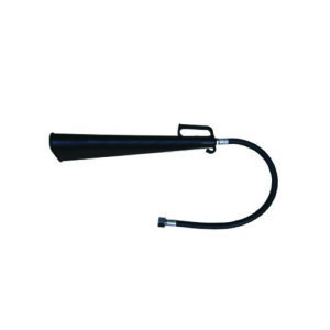 Discharge hose with plastic nozzle.