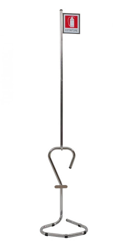 Nickel-plated stand for 6-12kg dry powder & 2-5kg CO2 fire extinguishers.